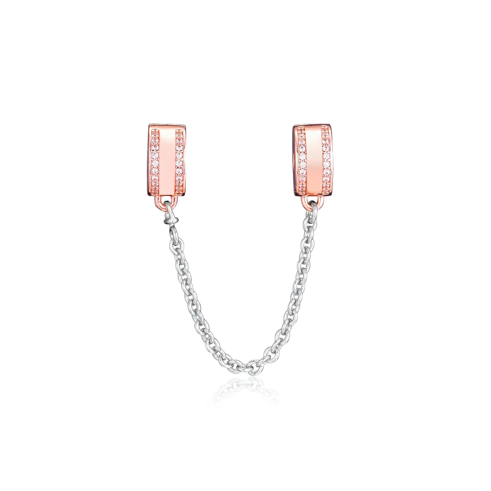 Genuine 925 Sterling Silver Rose Gold Insignia Safety Chain Charms Beads for Jewelry Making Fits Original Bracelet Berloques
Genuine 925 Sterling Silver Rose Gold Insignia Safety Chain Charms Beads for Jewelry Making Fits Original Bracelet Berloques