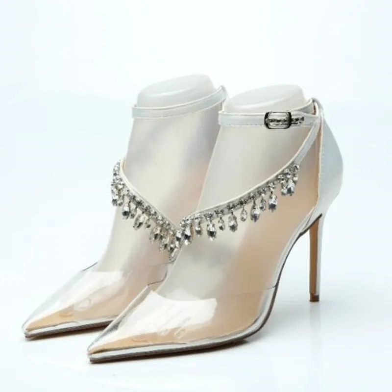 Zapatos Mujer 12CM High Heels Gladiator Sandals Women Rhinestone Shoes Woman PVC Pointed Toe Fashion Summer Wedding Pumps 2018
Zapatos Mujer 12CM High Heels Gladiator Sandals Women Rhinestone Shoes Woman PVC Pointed Toe Fashion Summer Wedding Pumps 2018