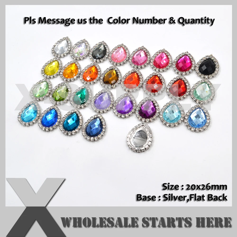 20x26mm Tear Drop Metal Rhinestone Embellishment Button Flat Back for Bows,Headband/Assorted Colors in Silver Base
20x26mm Tear Drop Metal Rhinestone Embellishment Button Flat Back for Bows,Headband/Assorted Colors in Silver Base