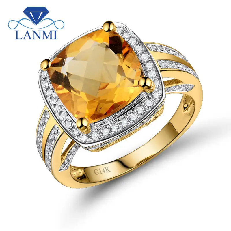 LANMI Fine Jewelry Rings Vintage Cushion 10mm Citrine And Diamond Ring 14k Yellow Gold Natural Gemstone Ring For Sale WU031
LANMI Fine Jewelry Rings Vintage Cushion 10mm Citrine And Diamond Ring 14k Yellow Gold Natural Gemstone Ring For Sale WU031