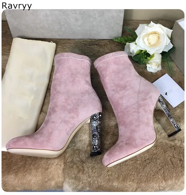 Pink Suede Woman Ankle Boots Bling Bling colorful crystal decor Female Short Boot thick Heel concise style Autumn Winter shoes
Pink Suede Woman Ankle Boots Bling Bling colorful crystal decor Female Short Boot thick Heel concise style Autumn Winter shoes