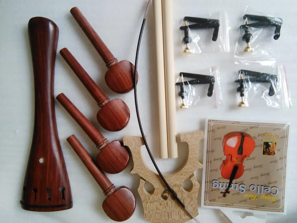 1 Set Rose wood Cello Parts 4/4 including cello tail piece 4 pcs pegs+2 sound post+4 string adjuster+cello gut etc all 4/4 SF40
1 Set Rose wood Cello Parts 4/4 including cello tail piece 4 pcs pegs+2 sound post+4 string adjuster+cello gut etc all 4/4 SF40
