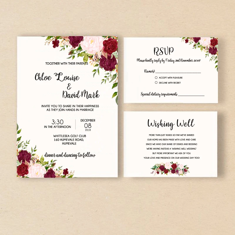 Elegant Wedding Invitation Flower Invitation Cards Rose Wedding Invite With RSVP Cards - Set of 50 pcs
Elegant Wedding Invitation Flower Invitation Cards Rose Wedding Invite With RSVP Cards - Set of 50 pcs