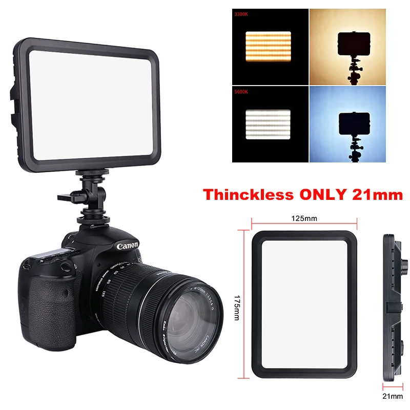 Super Slim LED Light Panel,3300K-5600K LED Video Light LCD Display Screen,Color Temperature and Brightness Adjustable With Shoe
Super Slim LED Light Panel,3300K-5600K LED Video Light LCD Display Screen,Color Temperature and Brightness Adjustable With Shoe