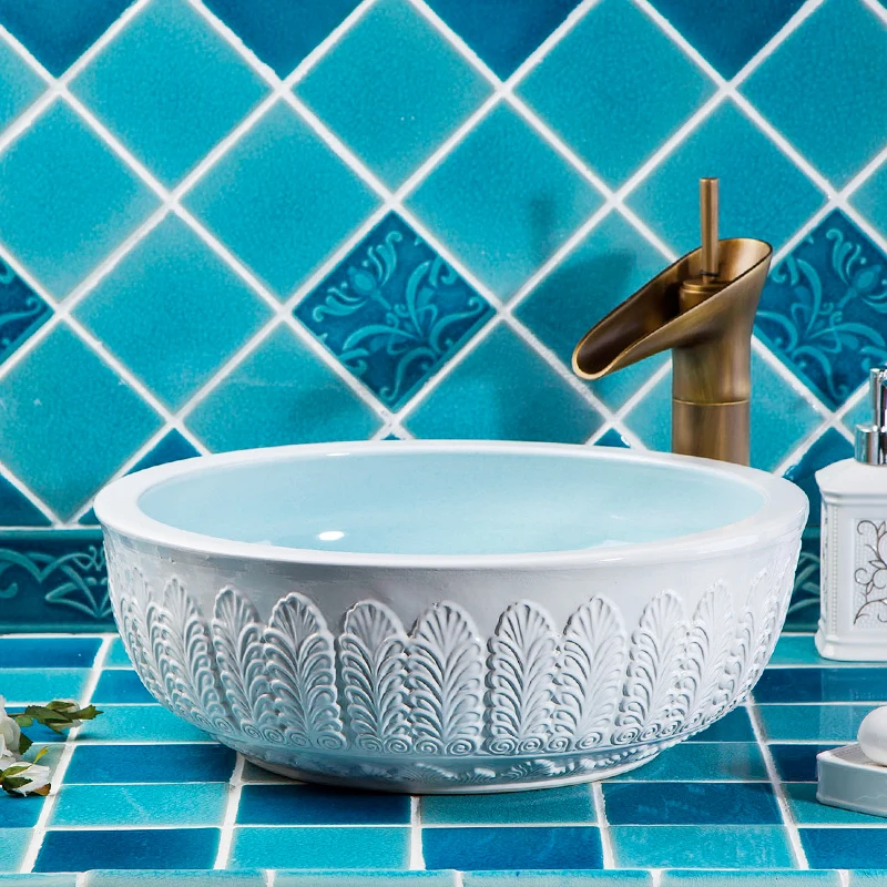 China Artistic Handmade porcelain Round bathroom counter top ceramic Bathroom basin sink ceramic wash art basin bathroom sinks
China Artistic Handmade porcelain Round bathroom counter top ceramic Bathroom basin sink ceramic wash art basin bathroom sinks
