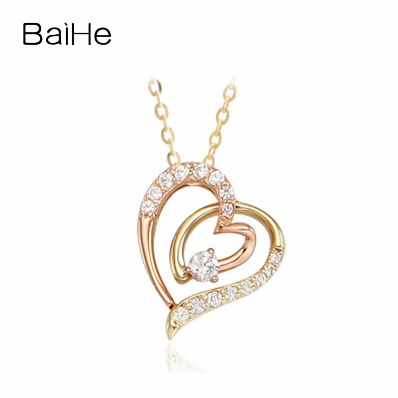 BAIHE Solid 18K Yellow Rose Gold 0.21ct H/SI Natural Diamond Heart Necklace Women Fine Jewelry Making Жүрек алқа Collar corazón
BAIHE Solid 18K Yellow Rose Gold 0.21ct H/SI Natural Diamond Heart Necklace Women Fine Jewelry Making Жүрек алқа Collar corazón