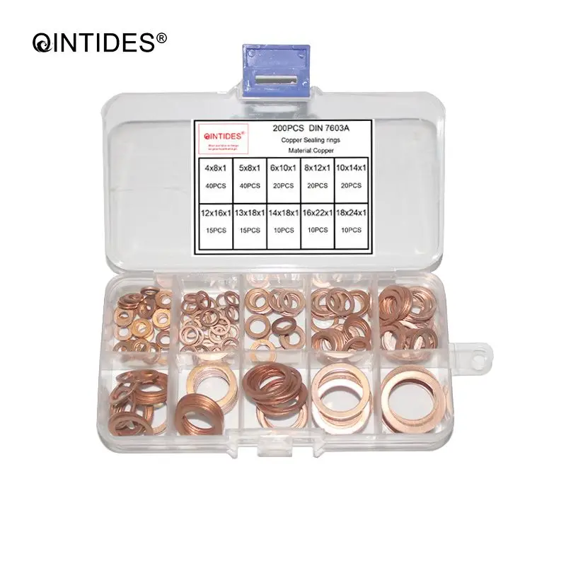 QINTIDES 200 pieces M4 - M18 Thickness 1mm Copper Sealing rings Copper Gasket Seal Flat Gasket DIN 7603A Copper sealing washer
QINTIDES 200 pieces M4 - M18 Thickness 1mm Copper Sealing rings Copper Gasket Seal Flat Gasket DIN 7603A Copper sealing washer