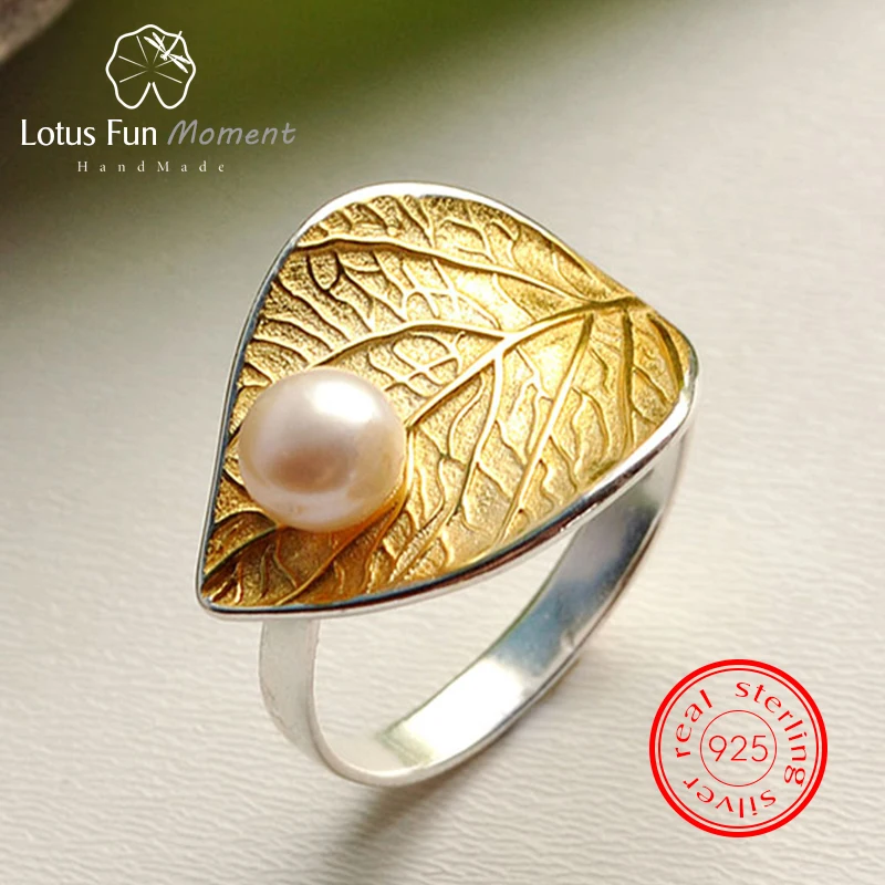 Lotus Fun Moment Real 925 Sterling Silver Vintage Natural Pearl Fashion Jewelry Adjustable Ring Gold Leaf Rings for Women Bijoux
Lotus Fun Moment Real 925 Sterling Silver Vintage Natural Pearl Fashion Jewelry Adjustable Ring Gold Leaf Rings for Women Bijoux