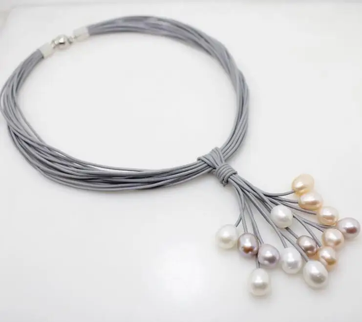 Women Jewelry 10mm pink purple white pearl pendant Multilayer necklace natural freshwater pearl gray Leather Magnet clasp
Women Jewelry 10mm pink purple white pearl pendant Multilayer necklace natural freshwater pearl gray Leather Magnet clasp