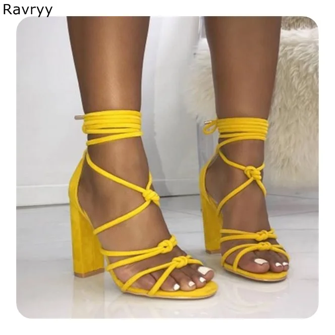 Yellow Suede Leather Woman sandals ankle lace up Sexy Pumps narrow band knot decor square heel female dress shoes high heels
Yellow Suede Leather Woman sandals ankle lace up Sexy Pumps narrow band knot decor square heel female dress shoes high heels