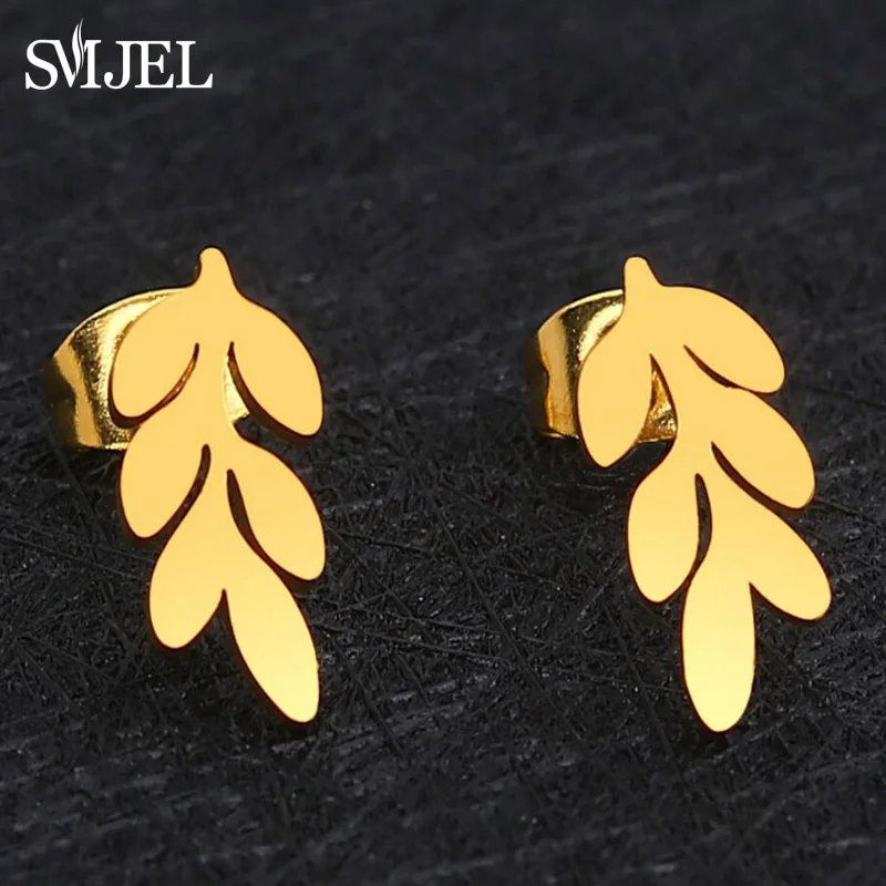 SMJEL Stainless Steel Boho Leaf Earrings Wedding Jewelry Leaves Branch Ear Stud Earring Women Wholesale Black Earrings bijoux
SMJEL Stainless Steel Boho Leaf Earrings Wedding Jewelry Leaves Branch Ear Stud Earring Women Wholesale Black Earrings bijoux