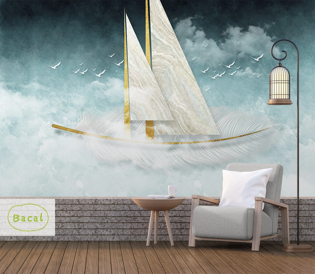 Bacal Customized modern fashion stereo wallpaper mural 3D Sailboat White Feather cloud Abstract background wall paper home decor
Bacal Customized modern fashion stereo wallpaper mural 3D Sailboat White Feather cloud Abstract background wall paper home decor