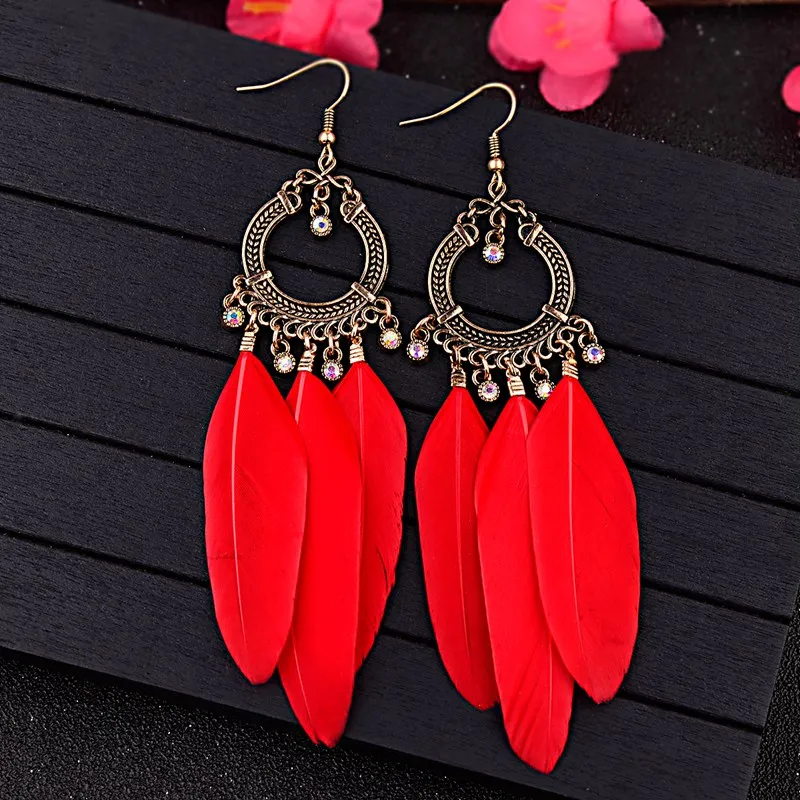 TopHanqi Dream Catcher Red Black Blue Multicolor Feather Earrings Women Inlay Crystal Metal Tassel Earrings Jewelry Accessories
TopHanqi Dream Catcher Red Black Blue Multicolor Feather Earrings Women Inlay Crystal Metal Tassel Earrings Jewelry Accessories