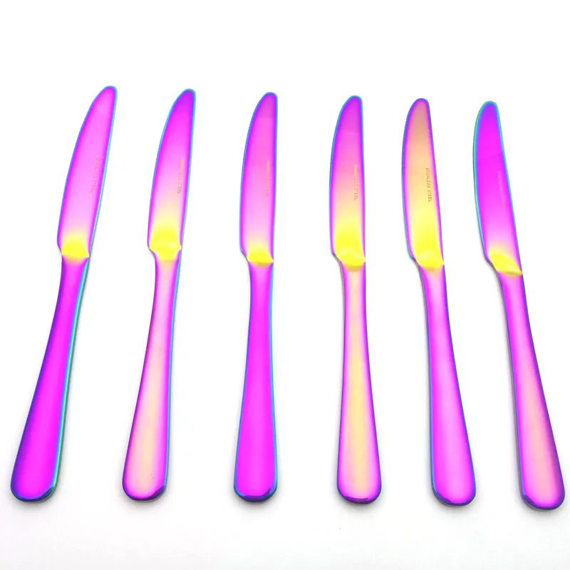 Rainbow Colorful Polished Stainless Steel Dinner Knife Set, Kitchen Dinnerware, Restaurant and Hotel Cutlery, Main Knife
Rainbow Colorful Polished Stainless Steel Dinner Knife Set, Kitchen Dinnerware, Restaurant and Hotel Cutlery, Main Knife