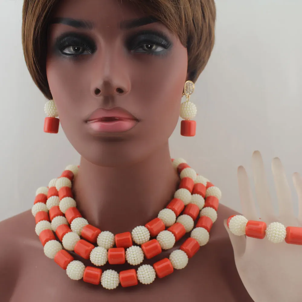 African Coral Beads jewelry women Necklace Set Nigerian wedding beads jewelry Orange/White Artificial Pearl Ball Beaded W13678
African Coral Beads jewelry women Necklace Set Nigerian wedding beads jewelry Orange/White Artificial Pearl Ball Beaded W13678