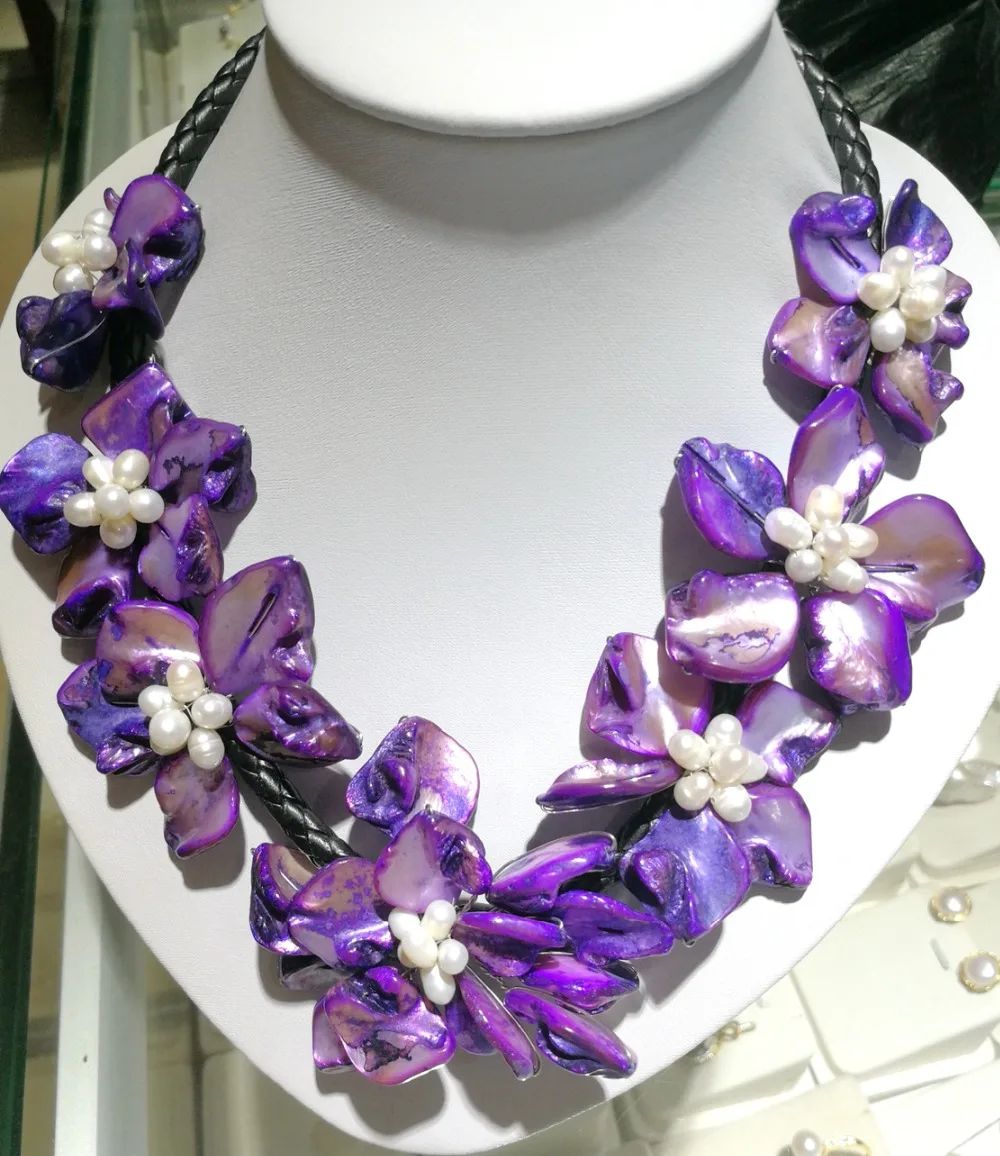 Purple 7 Flowers Classic Jewelry white natural pearl handmade shell pendant Women necklace 45cm 18''
Purple 7 Flowers Classic Jewelry white natural pearl handmade shell pendant Women necklace 45cm 18''