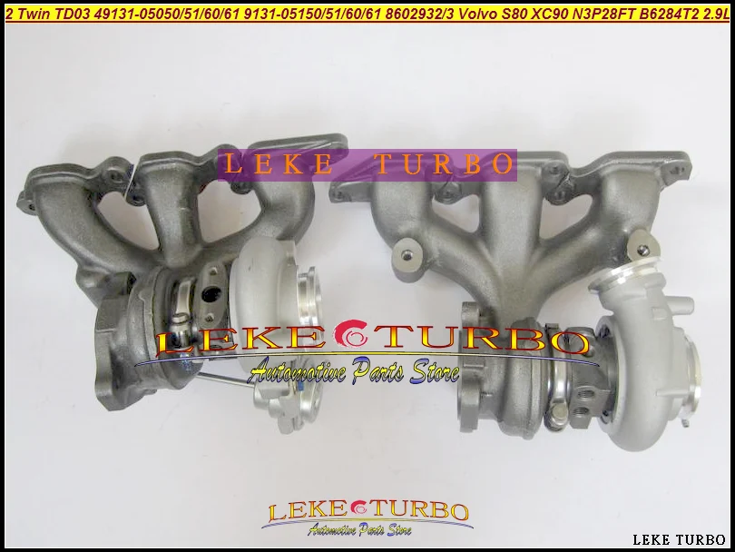 2 Twin Turbo TD03 49131-05050 49131-05150 49131-05060 49131-05160 8602932 8602933 For Volvo S80 XC90 2.9T N3P28FT B6284T B6284T2
2 Twin Turbo TD03 49131-05050 49131-05150 49131-05060 49131-05160 8602932 8602933 For Volvo S80 XC90 2.9T N3P28FT B6284T B6284T2