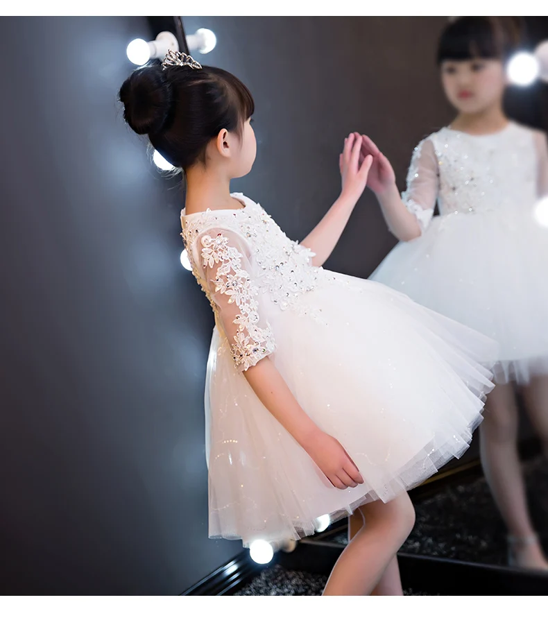 White Lace Half Sleeve Flower Girls Dresses For Wedding Sequin Girl Birthday Dress Tulle Pageant Party 1 Year Birthday Dresses
White Lace Half Sleeve Flower Girls Dresses For Wedding Sequin Girl Birthday Dress Tulle Pageant Party 1 Year Birthday Dresses