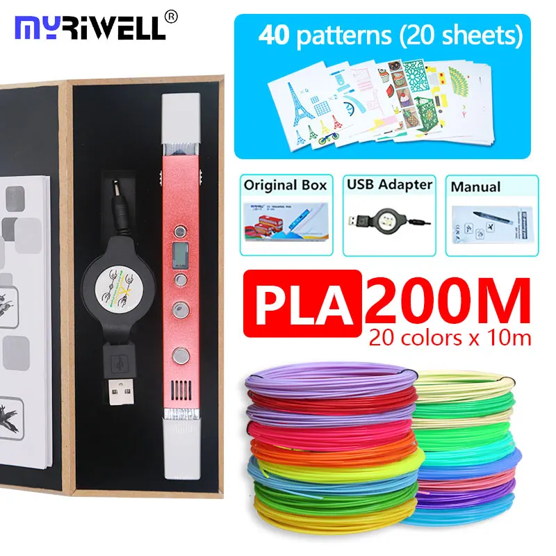 Высококачественная 3d-ручка myriwell RP100C металлический корпус 3 d ручка PCL ABS PLA 3 режима, питание от USB, безопасная 3d-ручка, лучший подарок
Высококачественная 3d-ручка myriwell RP100C металлический корпус 3 d ручка PCL ABS PLA 3 режима, питание от USB, безопасная 3d-ручка, лучший подарок