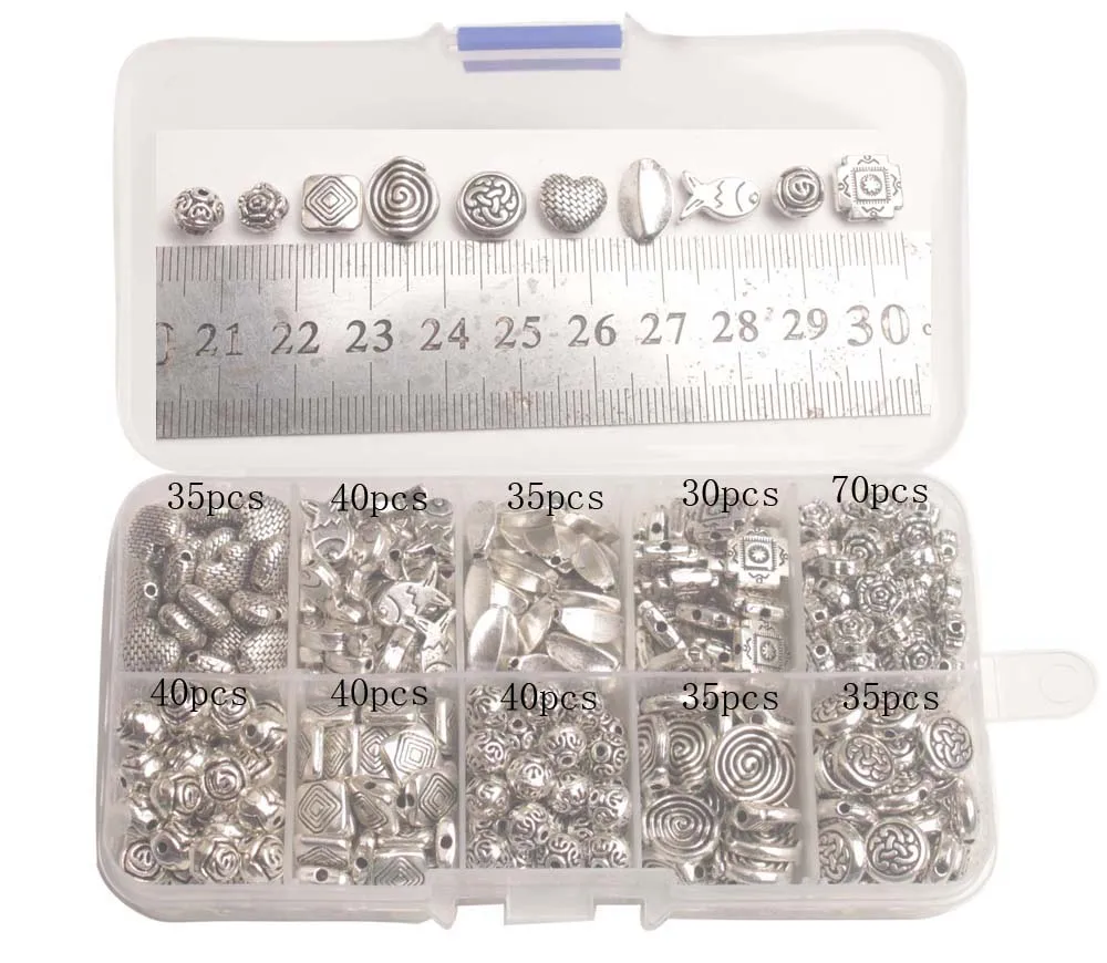Whole Sales 400PCS/BOX Antiqued Silver Metal Spacer Beads W/Container Fish Round Flower etc
Whole Sales 400PCS/BOX Antiqued Silver Metal Spacer Beads W/Container Fish Round Flower etc