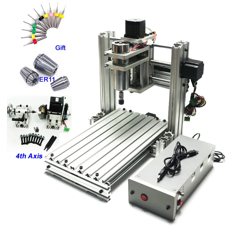 DIY USB 3020 4 Axis CNC Router Engraving Drilling and Milling Machine with Rotary Axis
DIY USB 3020 4 Axis CNC Router Engraving Drilling and Milling Machine with Rotary Axis