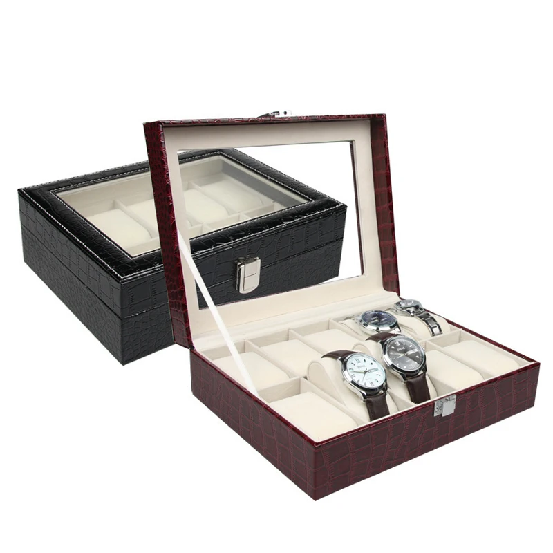 10 Grid Crocodile Skin Texture Watch Case Holder for Men with Window Sponge Wrist Watch Display Case Box Jewelry Organizer
10 Grid Crocodile Skin Texture Watch Case Holder for Men with Window Sponge Wrist Watch Display Case Box Jewelry Organizer