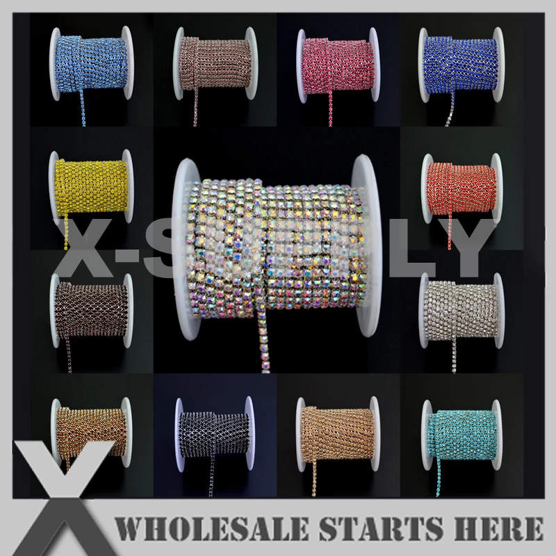 Dark Colors SS6(1.9-2.1mm) Spaceless Dense Rhinestone Cup Chain in Silver Base Chain for Clothing,Wedding,Shoe,Jewelry
Dark Colors SS6(1.9-2.1mm) Spaceless Dense Rhinestone Cup Chain in Silver Base Chain for Clothing,Wedding,Shoe,Jewelry
