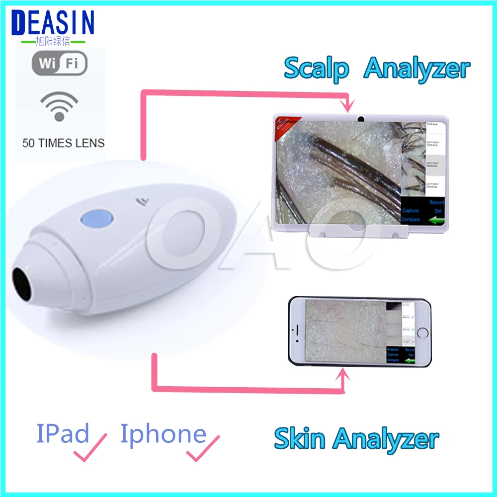 NEW High-tech WIFI Skin Care & Hair Scalp Analyzer Skin Detector Inspection Camera with base for mobile phone or Pad
NEW High-tech WIFI Skin Care & Hair Scalp Analyzer Skin Detector Inspection Camera with base for mobile phone or Pad