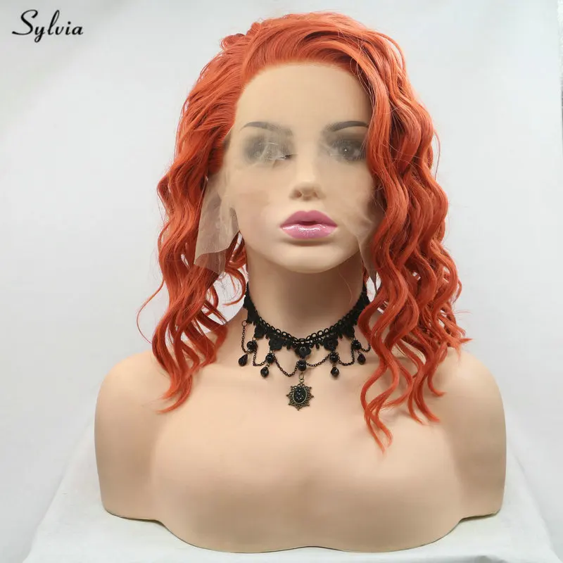 Sylvia Orange/Pastel Purple Wig Short Curly Wig Side Part Synthetic Lace Front Wigs For Women Heat Resistant Short Bob Hair Wigs 
Sylvia Orange/Pastel Purple Wig Short Curly Wig Side Part Synthetic Lace Front Wigs For Women Heat Resistant Short Bob Hair Wigs