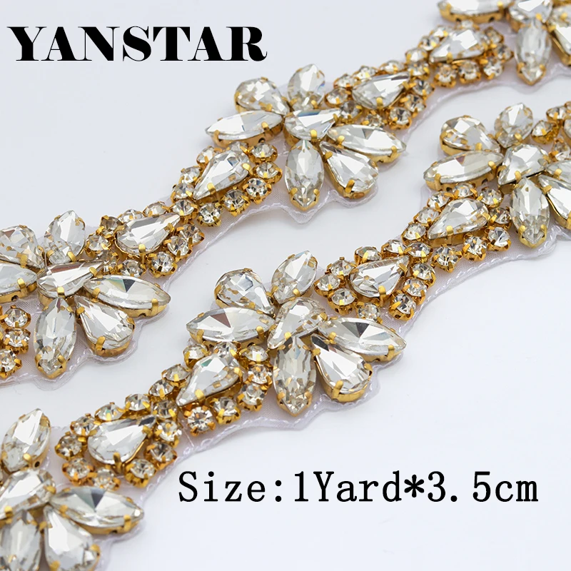 YANSTAR 3.5CM*5Yards Rhinestones Appliques Iron On Wedding Dress Crystal Rhinestones Appliques trim for Bridal Accessory YS974
YANSTAR 3.5CM*5Yards Rhinestones Appliques Iron On Wedding Dress Crystal Rhinestones Appliques trim for Bridal Accessory YS974