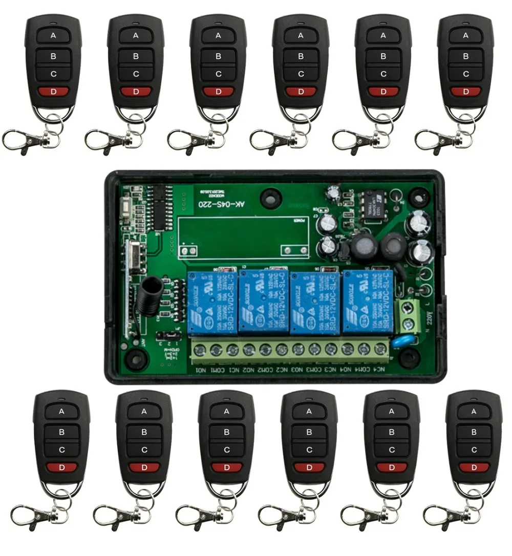 AC85v~250V 110V 220V 230V 4CH RF Wireless Remote Control Relay Switch Security System Garage Doors, Rolling Gate Electric Doors
AC85v~250V 110V 220V 230V 4CH RF Wireless Remote Control Relay Switch Security System Garage Doors, Rolling Gate Electric Doors