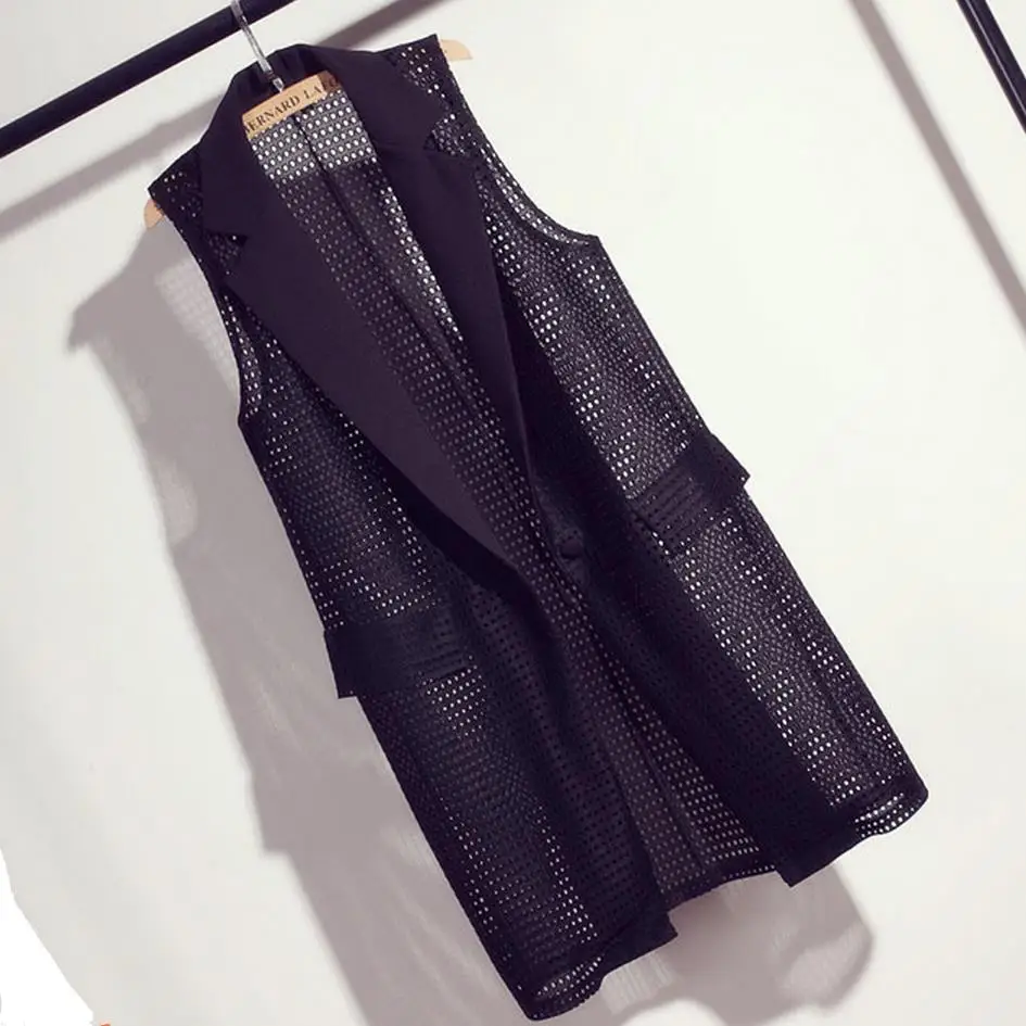 Women falsePocket Long Vest Coat size M-4XL Elegant Office Suits Sleeveless Jacket Female Waistcoat Colete Feminino
Women falsePocket Long Vest Coat size M-4XL Elegant Office Suits Sleeveless Jacket Female Waistcoat Colete Feminino