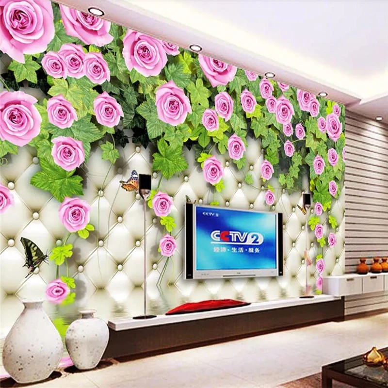 Decorative wallpaper Rose reflection 3D soft package TV background wall painting
Decorative wallpaper Rose reflection 3D soft package TV background wall painting
