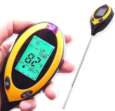 4 in 1 Soil pH Meter Garden plant survey Sunlight Moisture pH Temperature Gardening Instrument
4 in 1 Soil pH Meter Garden plant survey Sunlight Moisture pH Temperature Gardening Instrument