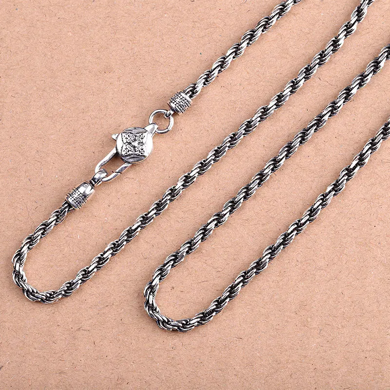 Retro Thai Silver S925 Sterling Silver Jewelry Precision Fashion Men's Vintage Twist Necklace
Retro Thai Silver S925 Sterling Silver Jewelry Precision Fashion Men's Vintage Twist Necklace