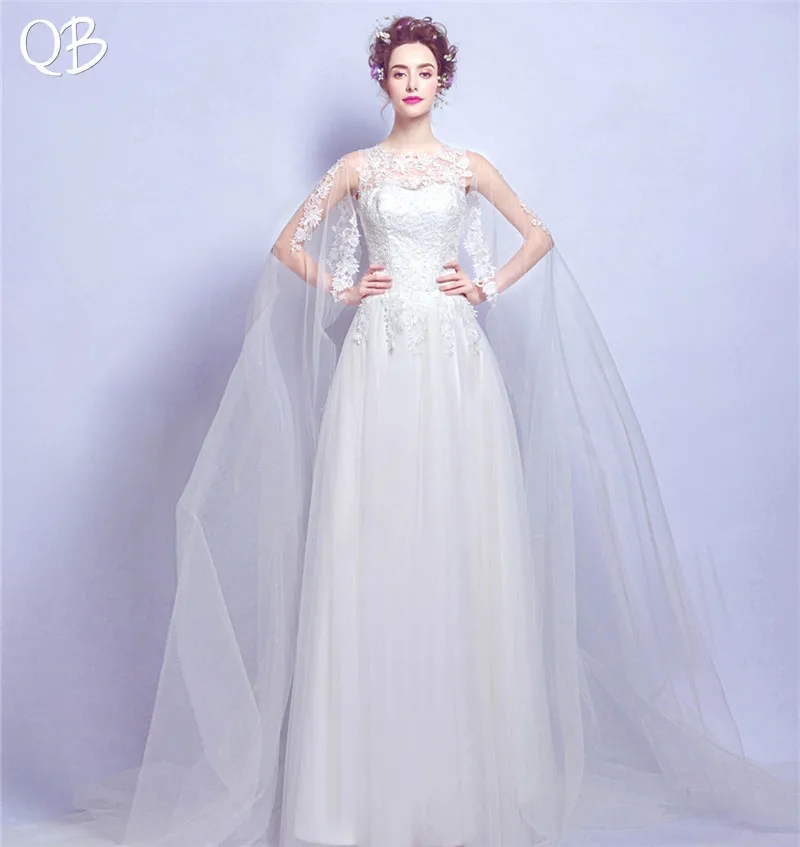 Elegant A-line with Cape Tulle Lace Appliques Long Wedding Dress 2019 New Bridal Dresses Wedding Gowns WE08I
Elegant A-line with Cape Tulle Lace Appliques Long Wedding Dress 2019 New Bridal Dresses Wedding Gowns WE08I