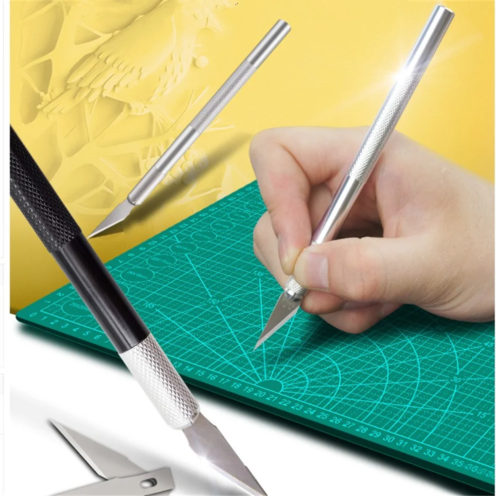 Metal Handle Scalpel Blade Carving Knife Wood Paper Cutter Craft Pen Engraving Cutting Supplies DIY Stationery Utility Knife
Metal Handle Scalpel Blade Carving Knife Wood Paper Cutter Craft Pen Engraving Cutting Supplies DIY Stationery Utility Knife