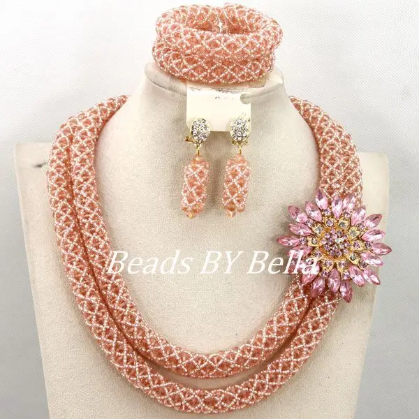 Charming Peach Crystal Beads Handmade African Jewelry Set Wedding Party Beads Necklace Women Fashion Set Free Shipping ABY337
Charming Peach Crystal Beads Handmade African Jewelry Set Wedding Party Beads Necklace Women Fashion Set Free Shipping ABY337