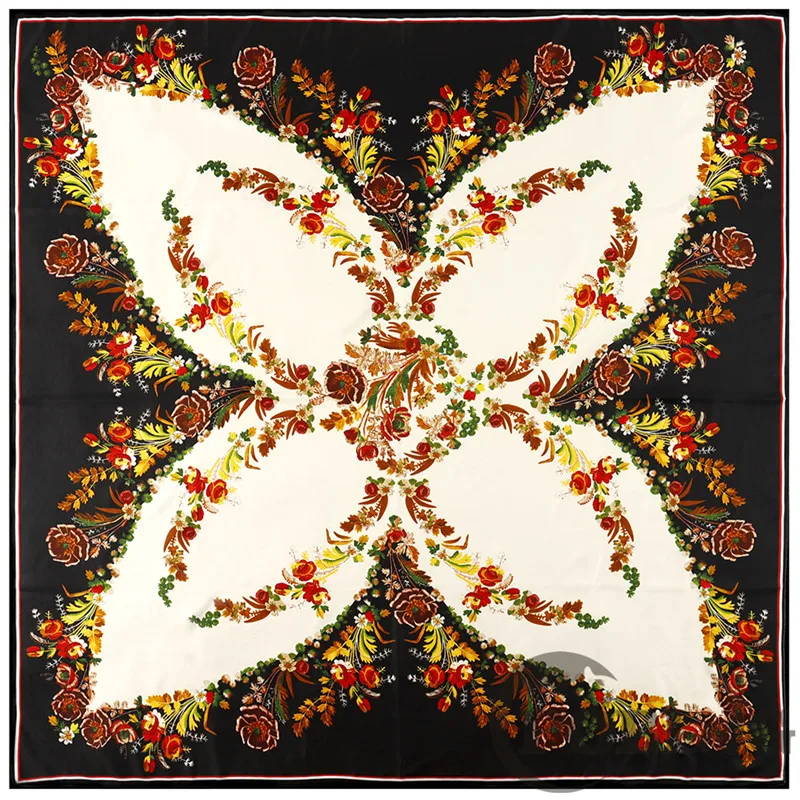 POBING 100% Silk Scarf Women Large Shawls Bohemia Floral Print Stoles Square Bandana Spain Kerchief Scarf Female Foulards 130CM
POBING 100% Silk Scarf Women Large Shawls Bohemia Floral Print Stoles Square Bandana Spain Kerchief Scarf Female Foulards 130CM