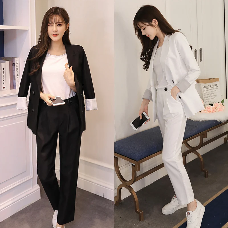 Fashion casual women's suit suit 2018 autumn spring OL women's two-piece women's solid color suit jacket + pencil pants TB18302
Fashion casual women's suit suit 2018 autumn spring OL women's two-piece women's solid color suit jacket + pencil pants TB18302