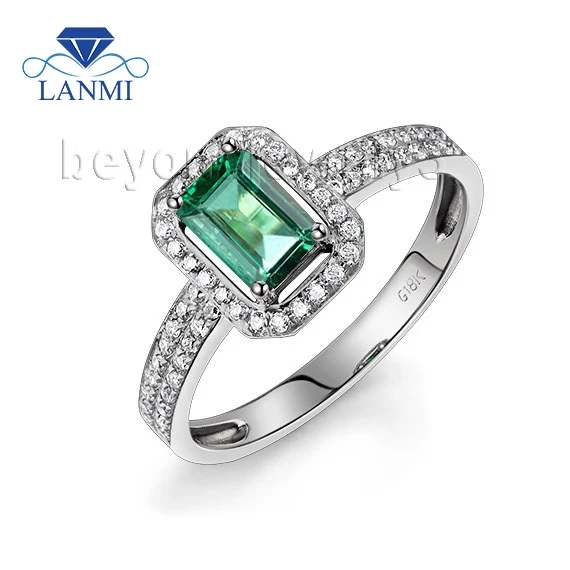 LANMI Luxury Jewelry Emerald Cut 4x6mm Natural Emerald Gemstone Real 18K White Gold Zambia Emerald Rings Diamond Engagement Ring
LANMI Luxury Jewelry Emerald Cut 4x6mm Natural Emerald Gemstone Real 18K White Gold Zambia Emerald Rings Diamond Engagement Ring