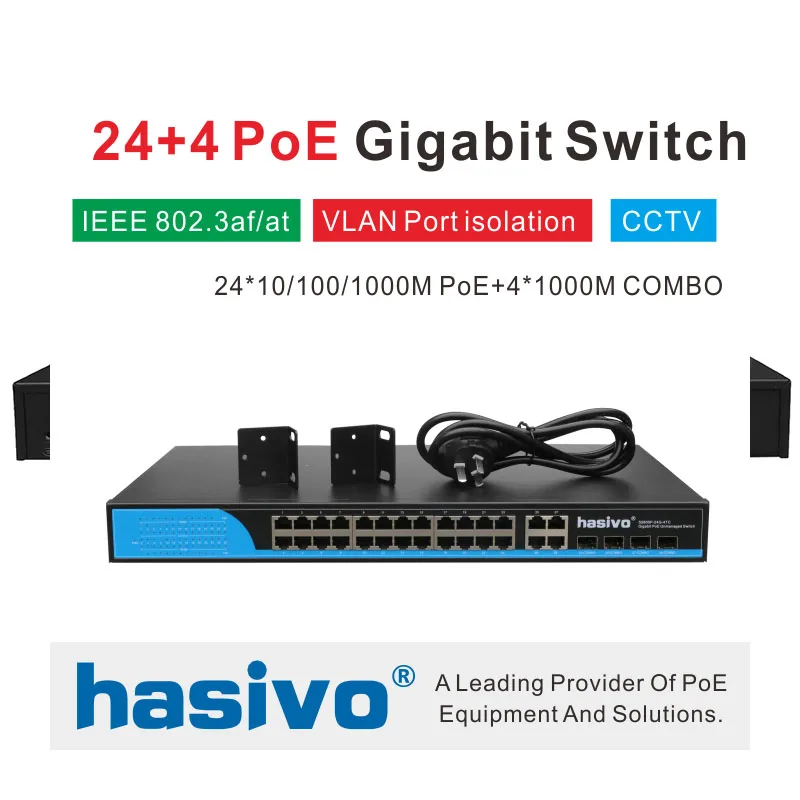24 Ports POE Switch With 4 Gigabit SFP COMBO 24 PoE 4 SFP fiber Ports Gigbit PoE Ethernet Network Switch 1000Mbps Rackmount
24 Ports POE Switch With 4 Gigabit SFP COMBO 24 PoE 4 SFP fiber Ports Gigbit PoE Ethernet Network Switch 1000Mbps Rackmount