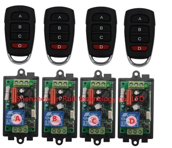 Free Shipping 220V 110V 1CH RF Wireless Remote Control Switch System 315/433 MHZ 4 Transmitter + 4 Receiver JRL-4081
Free Shipping 220V 110V 1CH RF Wireless Remote Control Switch System 315/433 MHZ 4 Transmitter + 4 Receiver JRL-4081