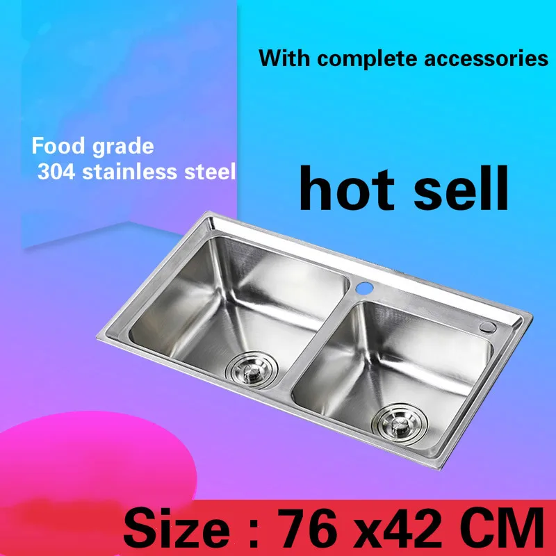 Free shipping Food grade 304 stainless steel hot sell kitchen sink durable ordinary double trough 0.9 mm thick 76 x42 CM
Free shipping Food grade 304 stainless steel hot sell kitchen sink durable ordinary double trough 0.9 mm thick 76 x42 CM