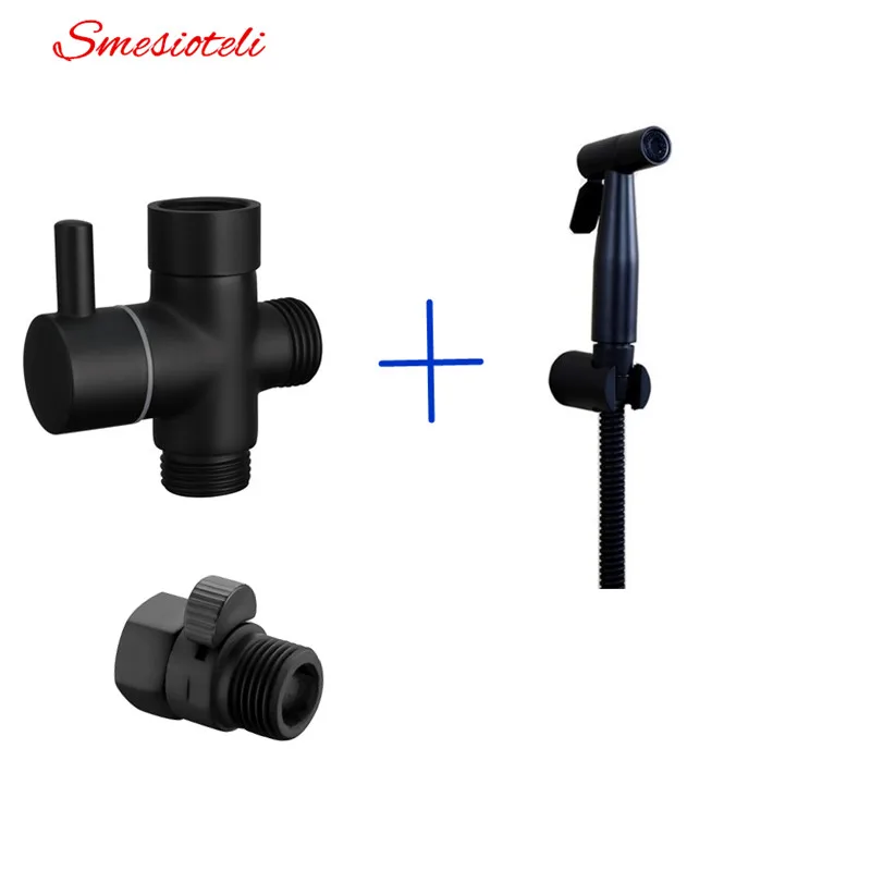 Smesiteli New Stainless Steel Bathroom Handheld Bidet Spray Shattaf Set With Brass 1/2"T-Adapter & Shut Off Valve Matte Black
Smesiteli New Stainless Steel Bathroom Handheld Bidet Spray Shattaf Set With Brass 1/2"T-Adapter & Shut Off Valve Matte Black