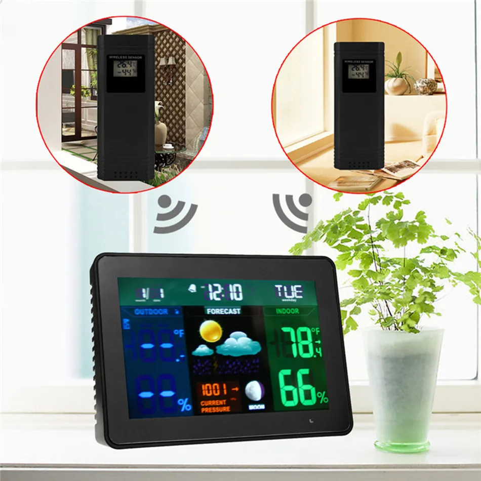 Multi-function Wireless Weather Clock Indoor And Outdoor Temperature and Humidity Meter Barometer Calendar Moon Phase Display
Multi-function Wireless Weather Clock Indoor And Outdoor Temperature and Humidity Meter Barometer Calendar Moon Phase Display