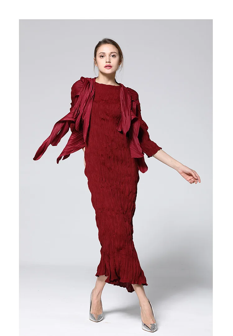 HOT SELLING Miyake Fashion fold pure color o-neck 7 minutes of sleeve anlke-length dress IN STOCK
HOT SELLING Miyake Fashion fold pure color o-neck 7 minutes of sleeve anlke-length dress IN STOCK