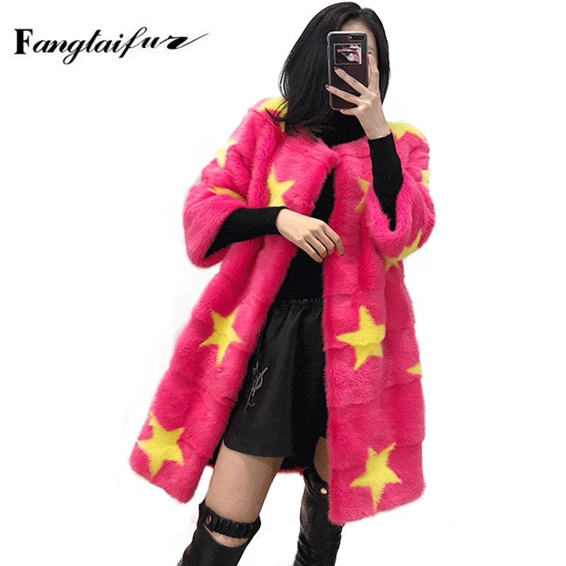 Ftangaiur Winter Women Jacket Mink Fur Coat O-Neck Slim Print Star Women's Contrast Color Medium Real Mink Fur Coats
Ftangaiur Winter Women Jacket Mink Fur Coat O-Neck Slim Print Star Women's Contrast Color Medium Real Mink Fur Coats