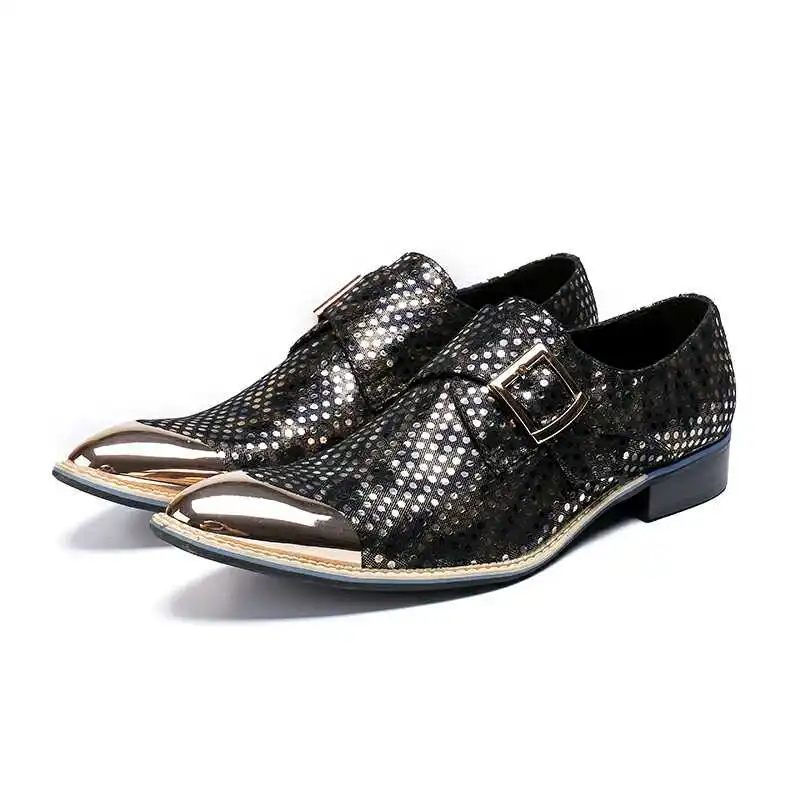 Classic sapato social gold steel toe glitter genuine leather oxford shoes for men buckle slip on loafers dress wedding shoes
Classic sapato social gold steel toe glitter genuine leather oxford shoes for men buckle slip on loafers dress wedding shoes