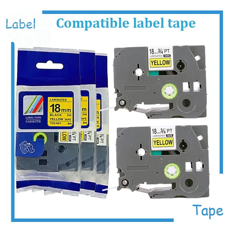 5pk Black on Yellow Cassette Compatible for Brother TZ-641 TZe-641 Label Tape 18mm x 8m (3/4 x26")
5pk Black on Yellow Cassette Compatible for Brother TZ-641 TZe-641 Label Tape 18mm x 8m (3/4 x26")